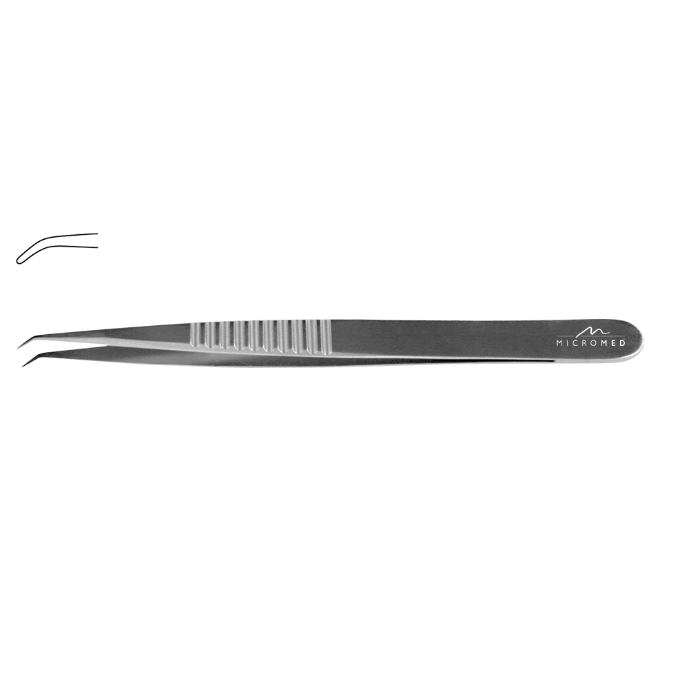 Micro-Forceps angulated, length 230 mm tip smooth 0,8 mm, Flat Handle 10 mm 