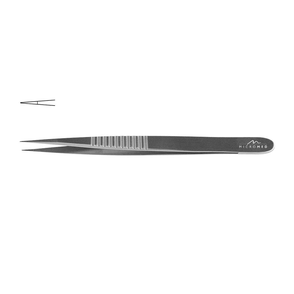 Micro-Forceps straight, length 210 mm tip with plateau, smooth 0,3 mm Flat Handle 10 mm