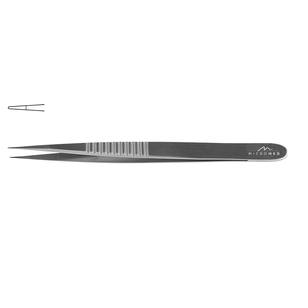 Micro-Forceps straight, length 230 mm tip with plateau, smooth 0,8 mm Flat Handle 10 mm