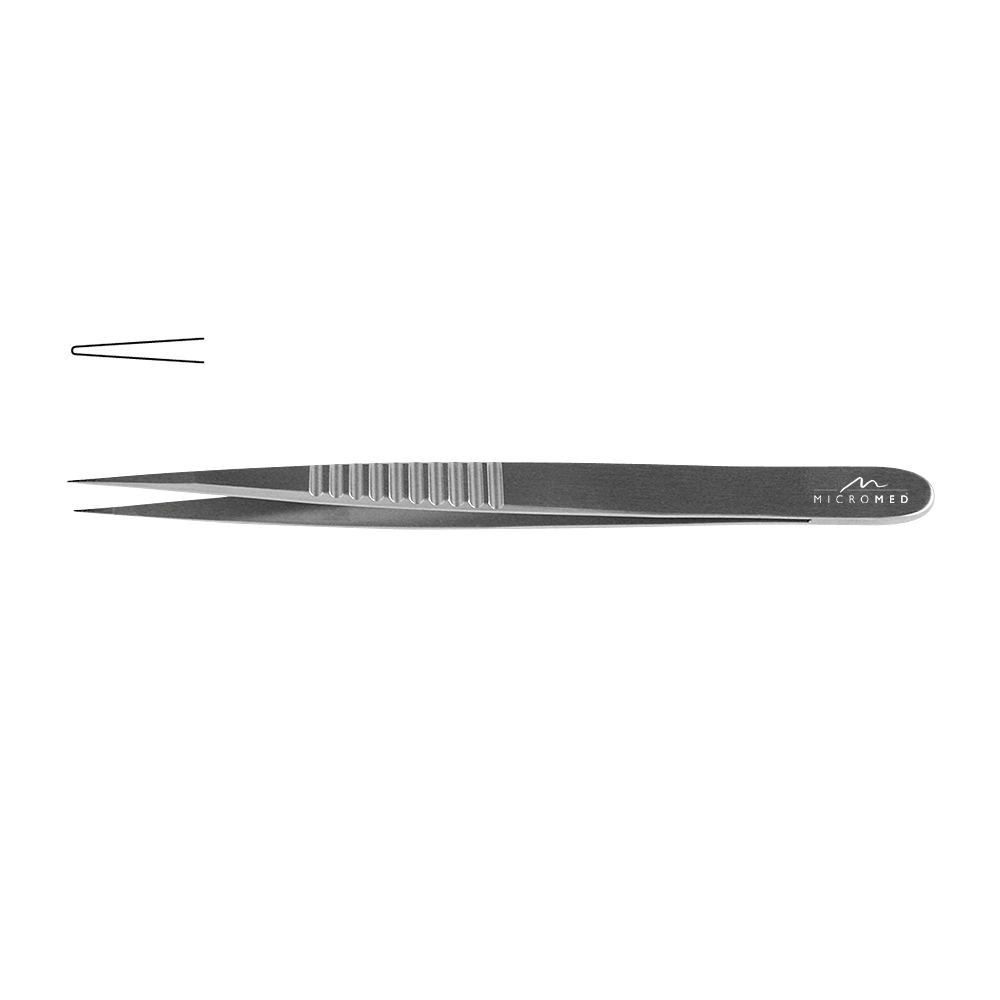 Micro-Forceps straight, length 210 mm tip smooth 0,8 mm, Flat Handle 10 mm 