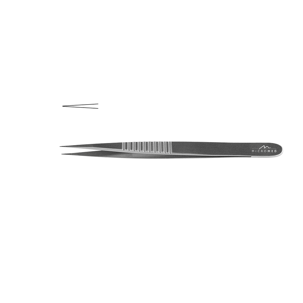 Micro-Forceps straight, length 135 mm tip diamond-coated 0,1 mm Flat Handle 9 mm