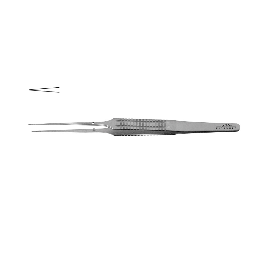 Micro-Forceps straight, length 180 mm tip with plateau, diamond-coated 0,3 mm Flat Handle 10 mm