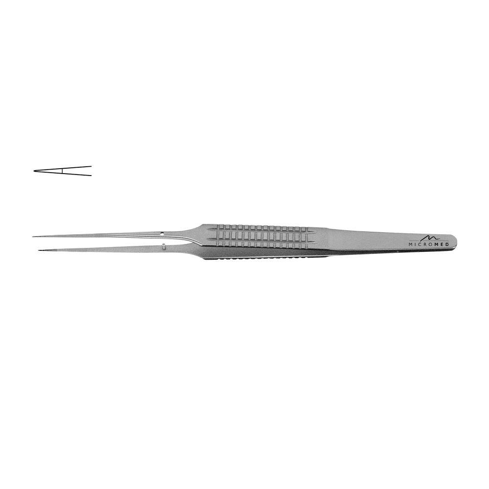 Micro-Forceps straight, length 210 mm tip with plateau, diamond-coated 0,3 mm Flat Handle 10 mm