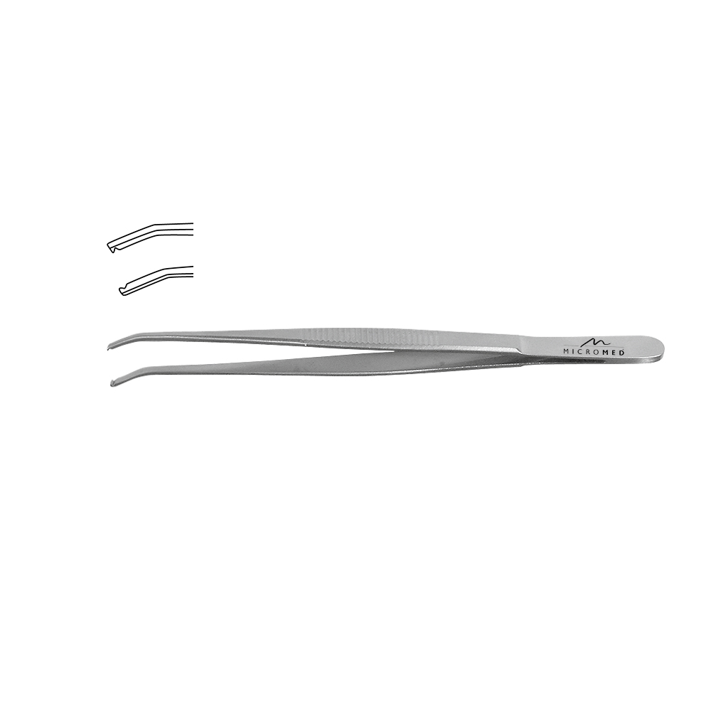 Forceps for Microvascular Clamps, 30° angulated with Flat Handle, length 140 mm, for Clamps No. 1-2