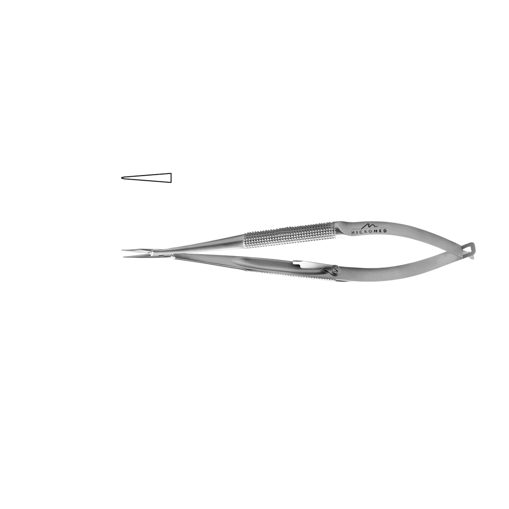 Needle Holder straight with lock, jaws 0,2 mm, Round handle, Ø 8 mm length 140 mm