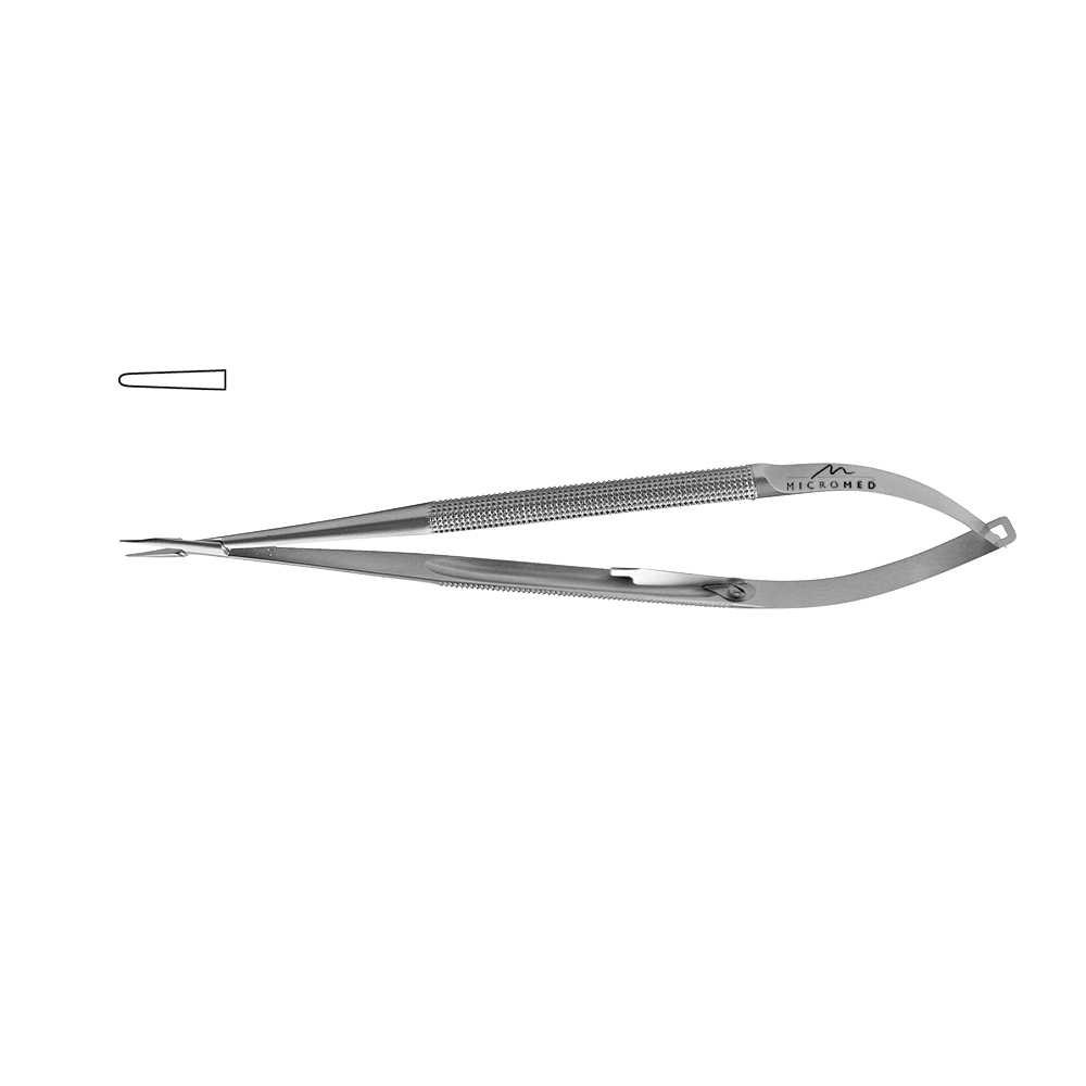 Needle Holder straight with lock, jaws 1,2 mm, Round handle, Ø 8 mm length 180 mm