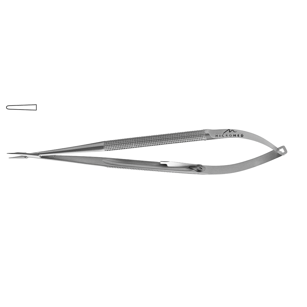 Needle Holder straight with lock, jaws 1,2 mm, Round handle, Ø 8 mm length 230 mm