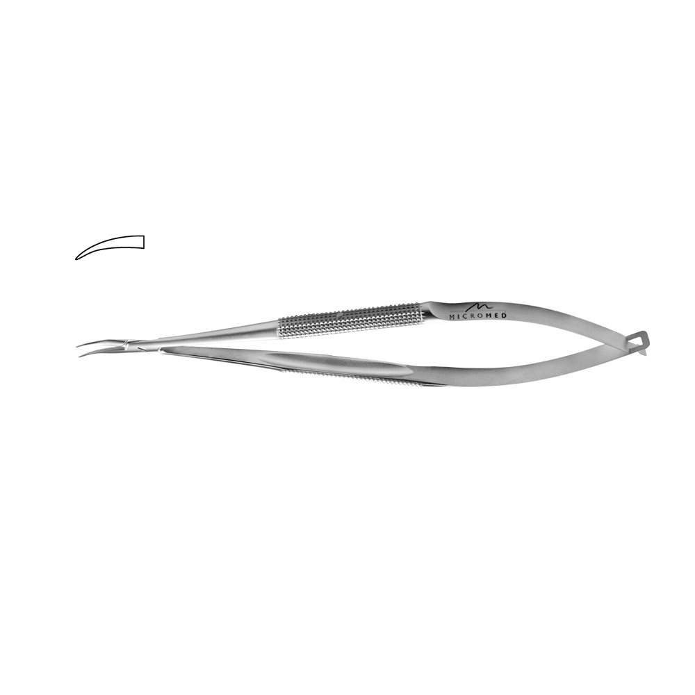 Needle Holder curved, jaw smooth, Round Handle Ø 8 mm, tip 0,4 mm, lenght 180 mm