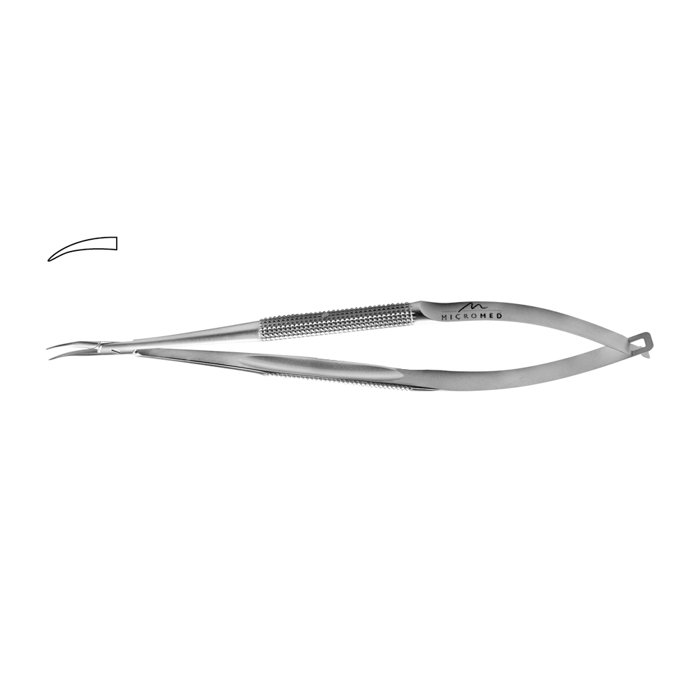 Needle Holder curved, jaw smooth, Round Handle Ø 8 mm, tip 0,4 mm, lenght 210 mm