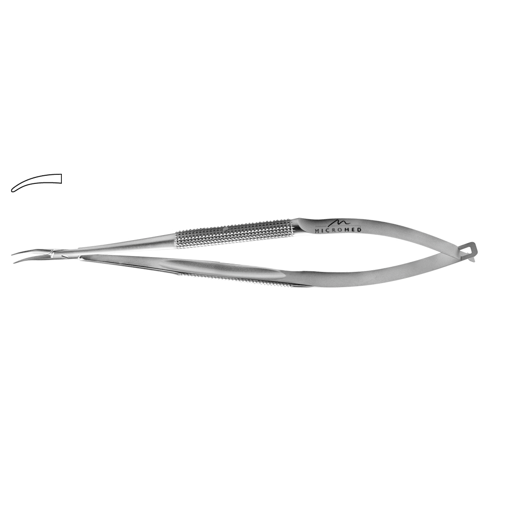 Needle Holder curved, jaw smooth, Round Handle Ø 8 mm, tip 0,6 mm, lenght 230 mm