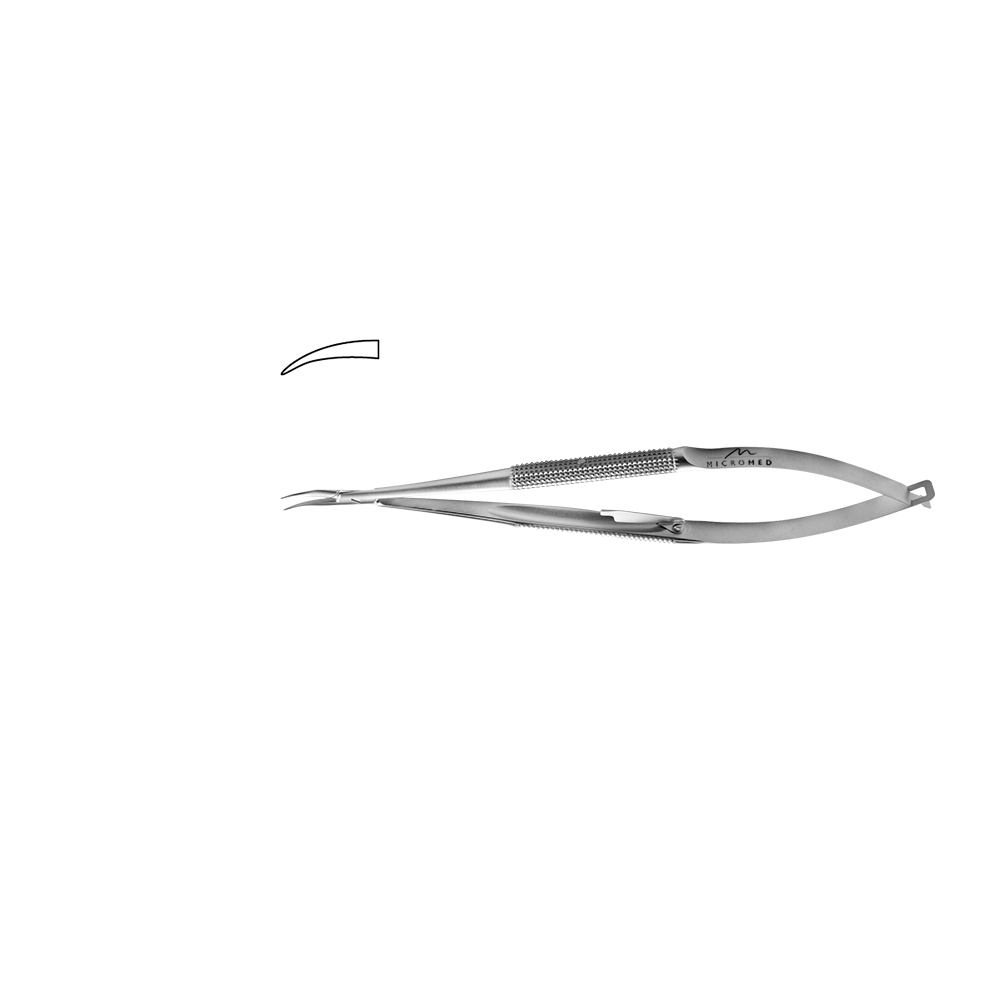 Needle Holder curved with lock, jaws 0,4 mm, Round handle, Ø 8 mm length 130 mm