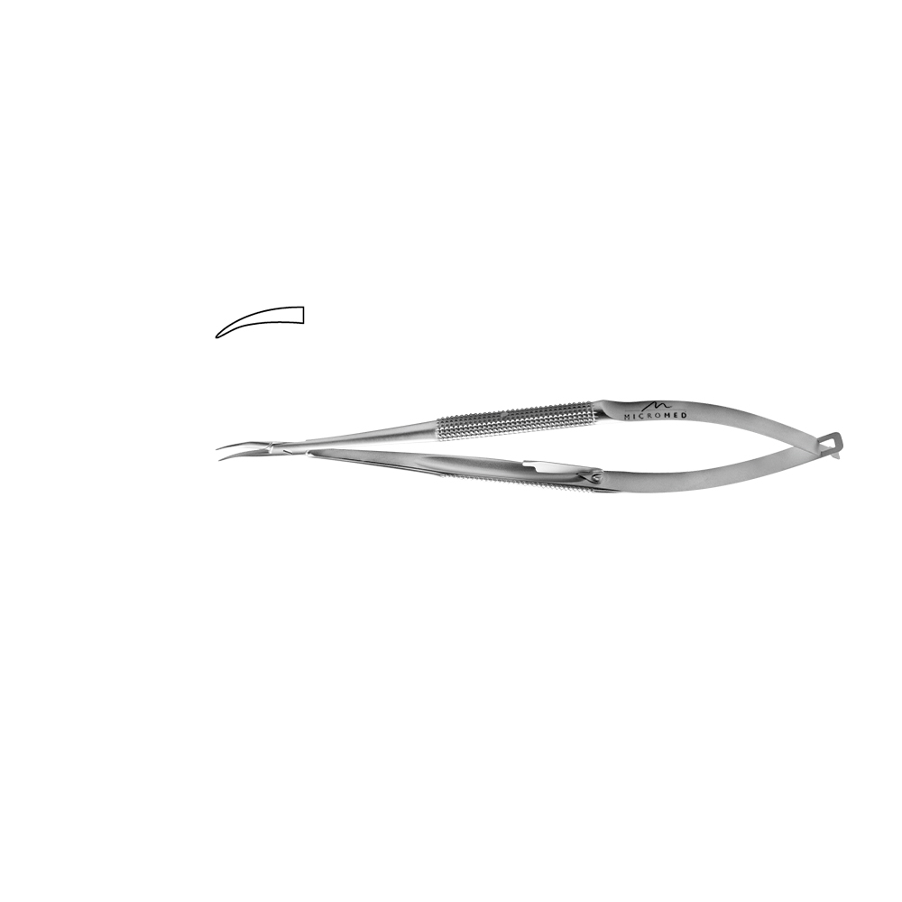 Needle Holder curved with lock, jaws 0,4 mm, Round handle, Ø 8 mm length 140 mm