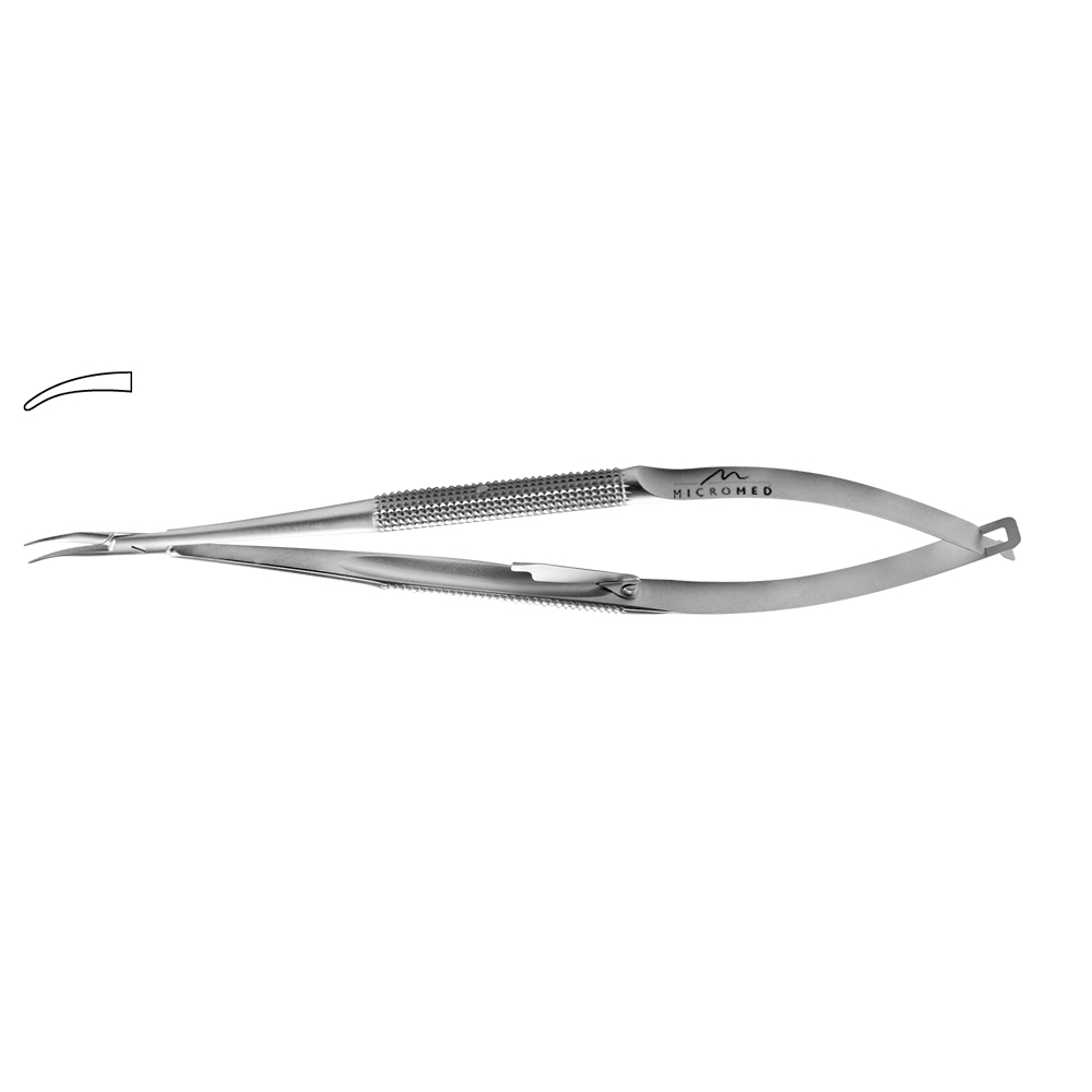 Needle Holder curved with lock, jaws 0,6 mm, Round handle, Ø 8 mm length 230 mm