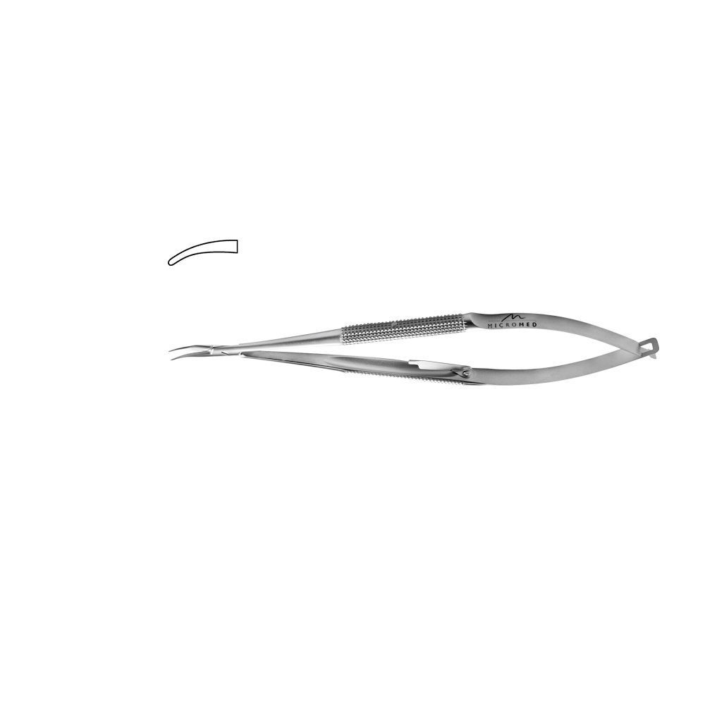 Needle Holder curved with lock, jaws 0,8 mm, Round handle, Ø 8 mm length 140 mm