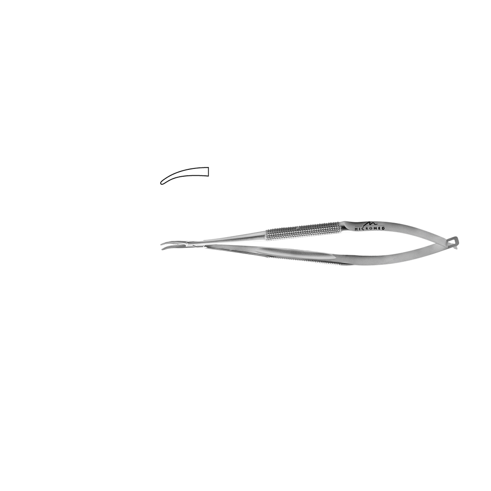 Needle Holder curved, lenght 120 mm jaw diamond coated, Round Handle Ø 7 mm tip 0,5 mm