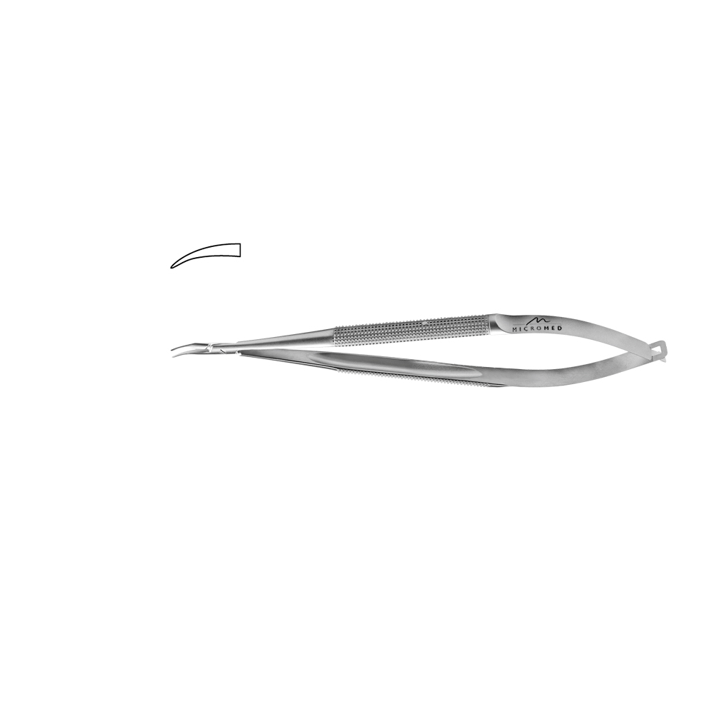 Needle Holder curved, jaw smooth, Round Handle Ø 8 mm, tip 0,2 mm, lenght 140 mm