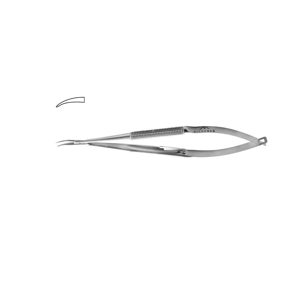 Needle Holder curved with lock, jaw diamond coated, Round Handle Ø 8 mm tip 0,2 mm, lenght 150 mm