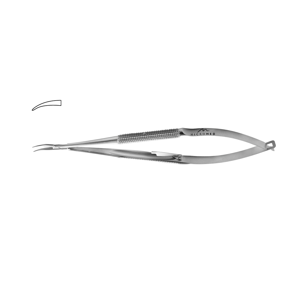 Needle Holder curved with lock, jaw diamond coated, Round Handle Ø 8 mm tip 0,2 mm, lenght 180 mm