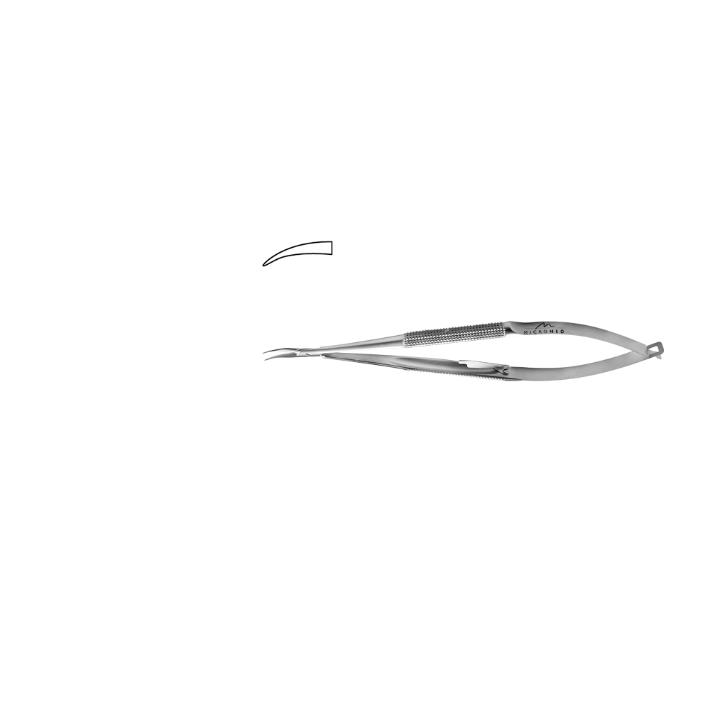 Needle Holder curved with lock, jaw diamond coated, Round Handle Ø 8 mm tip 0,4 mm, lenght 110 mm