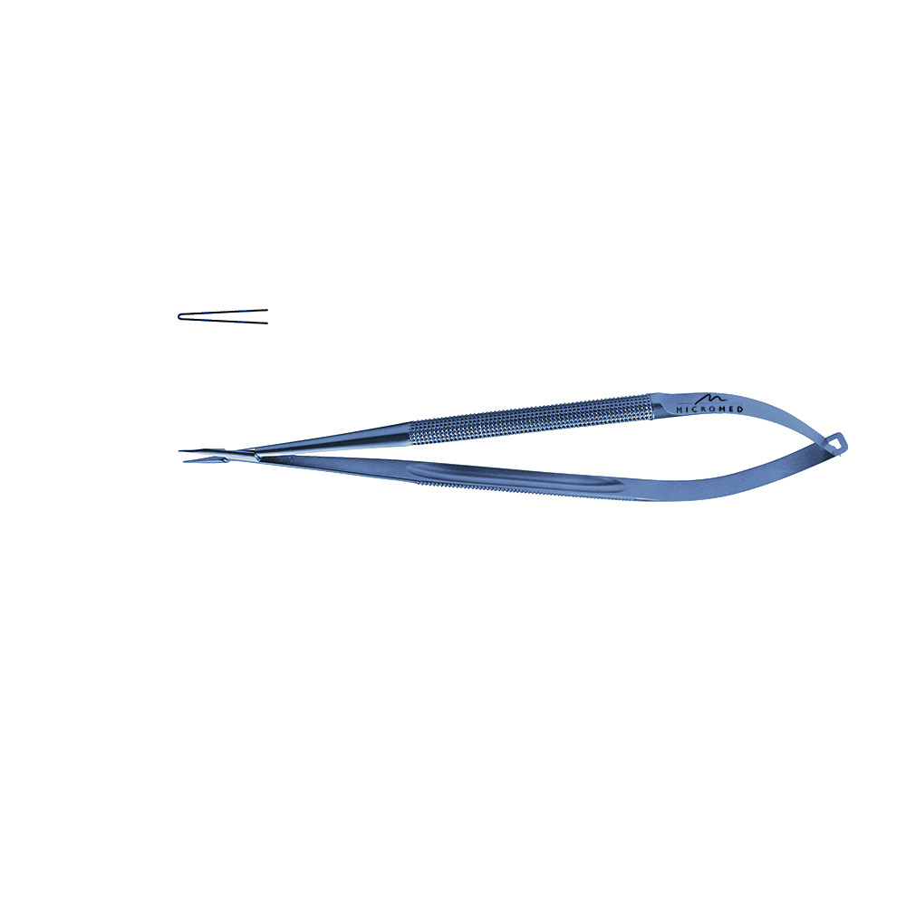 Needle Holder straight, lenght 150 mm jaw diamond coated, Round Handle Ø 8mm, tip 0,6 mm, titanium