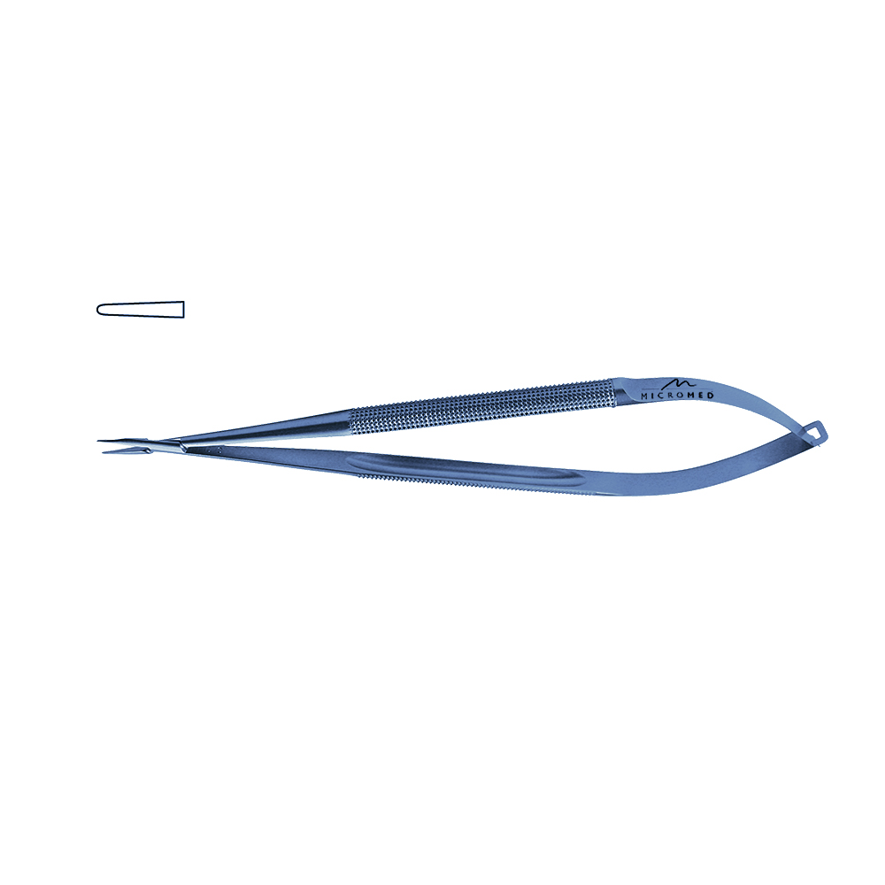 Needle Holder straight, lenght 180 mm jaw diamond coated, Round Handle Ø 8 mm tip 1,2 mm, titanium