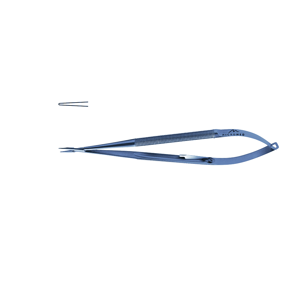 Needle Holder straight with lock, jaw diamond coated, Round Handle Ø 8 mm, tip 0,6 mm, lenght 150 mm, titanium