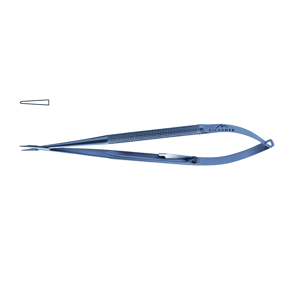 Needle Holder straight with lock, jaw diamond coated, Round Handle Ø 8 mm tip 0,8 mm, lenght 210 mm, titanium