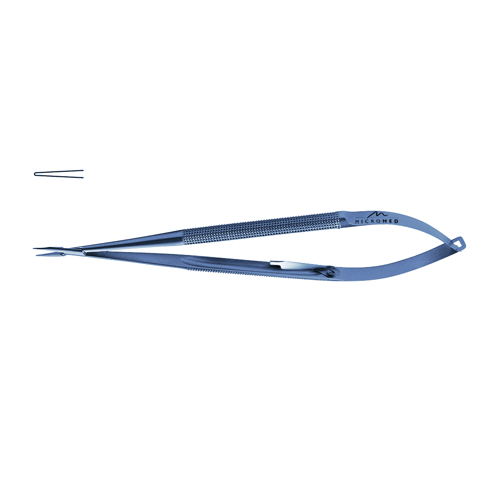 Needle Holder straight with lock, jaw diamond coated, Round Handle Ø 10 mm tip 0,6 mm, lenght 210 mm, titanium