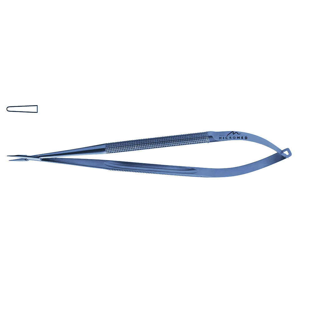 Needle Holder straight with lock, jaw diamond coated, Round Handle Ø 10 mm tip 2,0 mm, lenght 230 mm, titanium blue