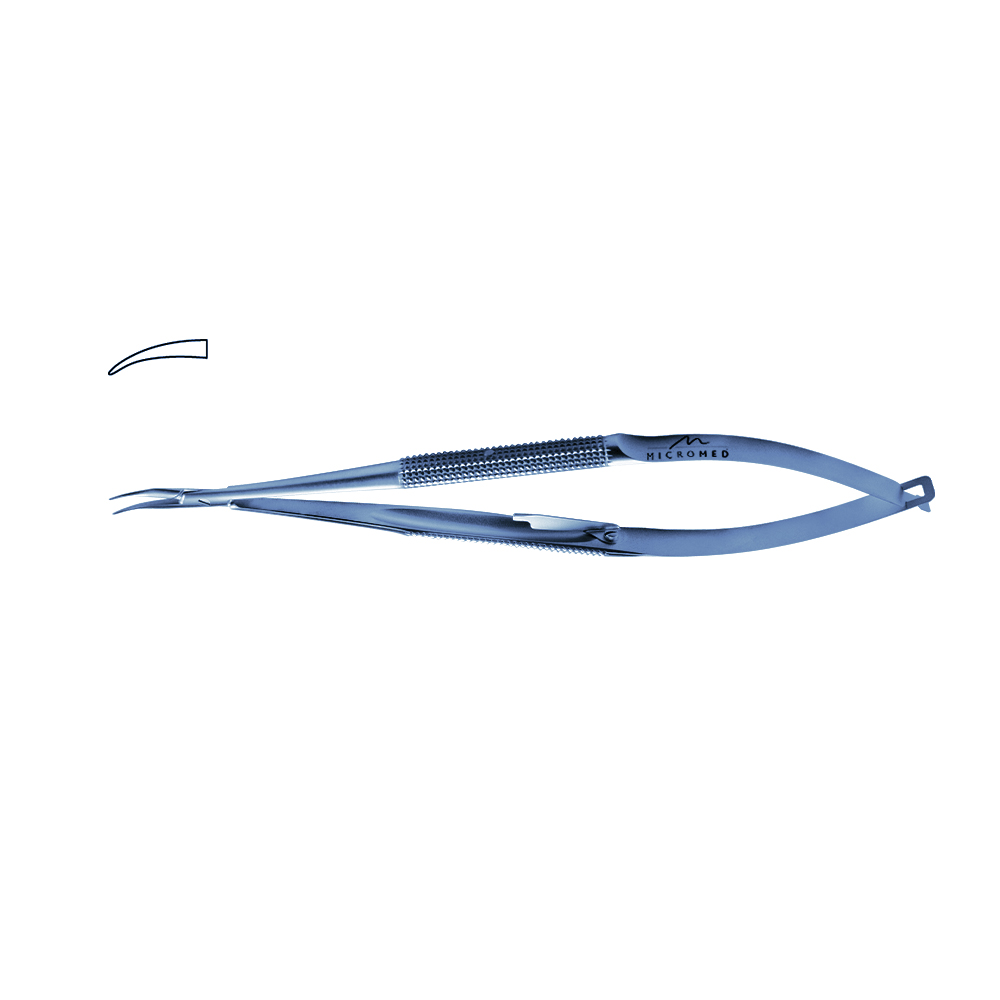 Needle Holder curved with lock, jaw diamond coated, Round Handle Ø 8 mm tip 0,2 mm, lenght 180 mm, titanium