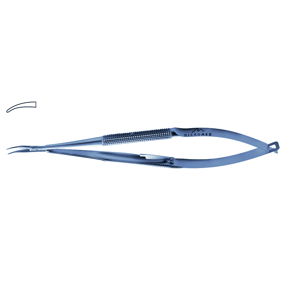 Needle Holder curved with lock, jaw diamond coated, Round Handle Ø 8 mm tip 0,6 mm, lenght 230 mm, titanium