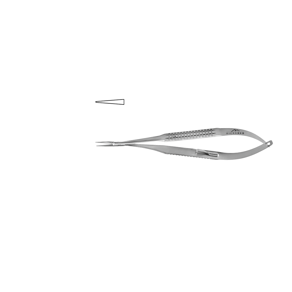 Needle Holder straight with lock, jaw smooth, tip 0,2 mm, lenght 120 mm, Flat Handle 10 mm