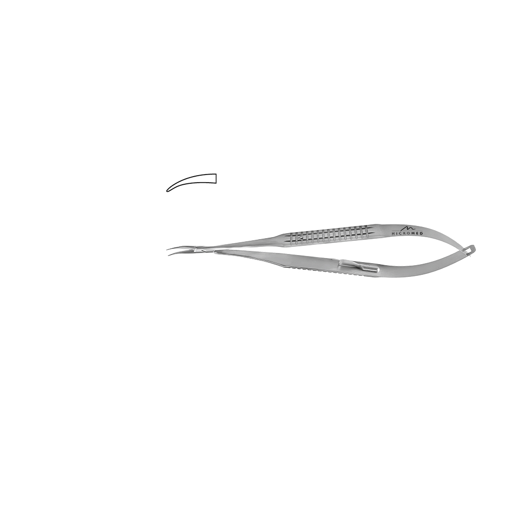 Needle Holder curved with lock, jaw smooth, tip 0,2 mm, lenght 120 mm, Flat Handle 10 mm