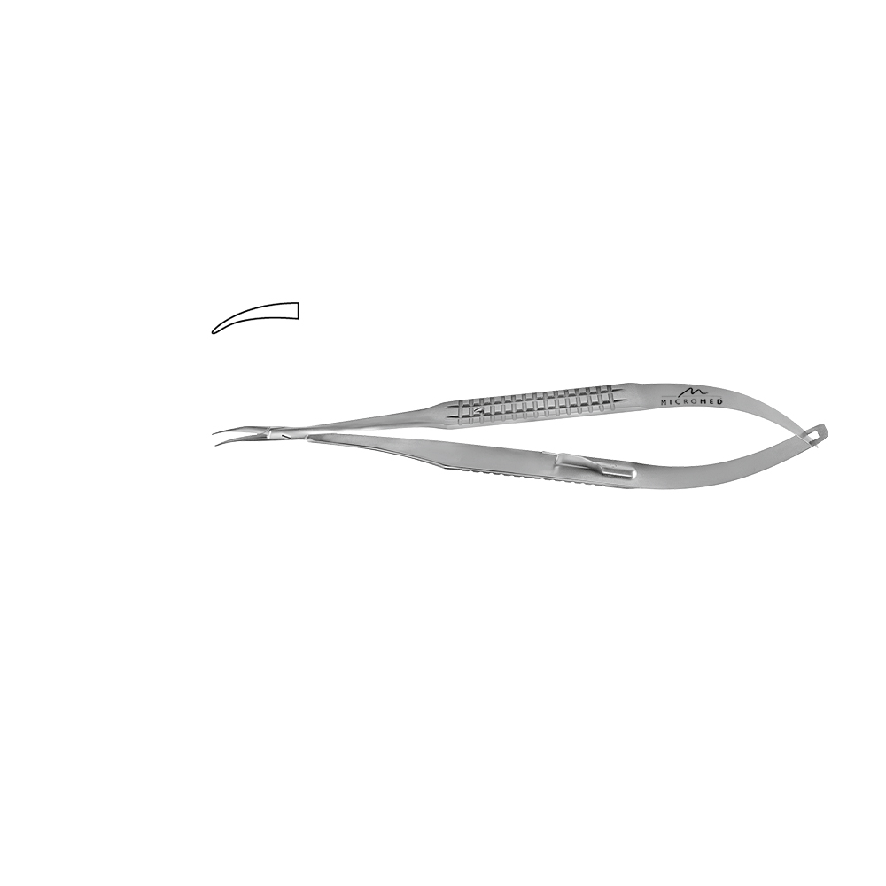 Needle Holder curved with lock, jaw smooth, tip 0,2 mm, lenght 140 mm, Flat Handle 10 mm