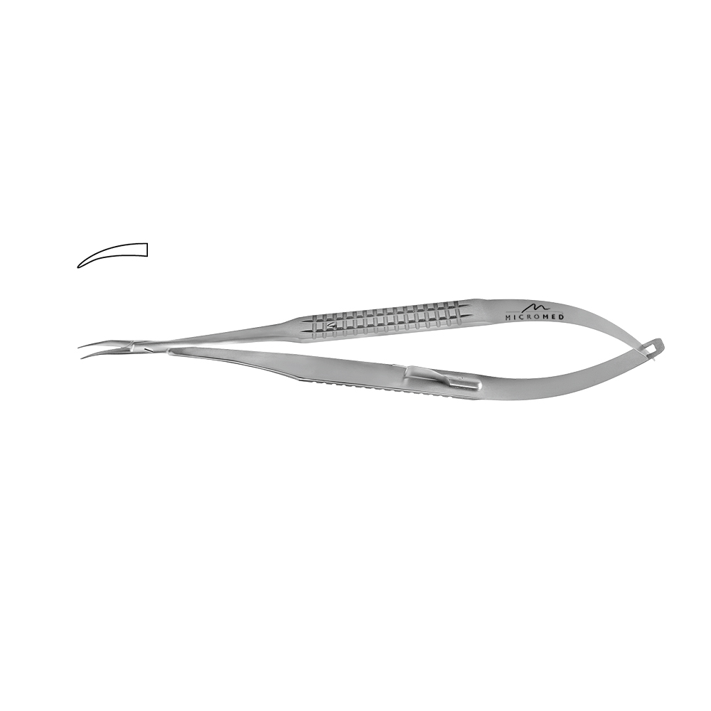 Needle Holder curved with lock, jaw smooth, tip 0,4 mm, lenght 180 mm, Flat Handle 10 mm