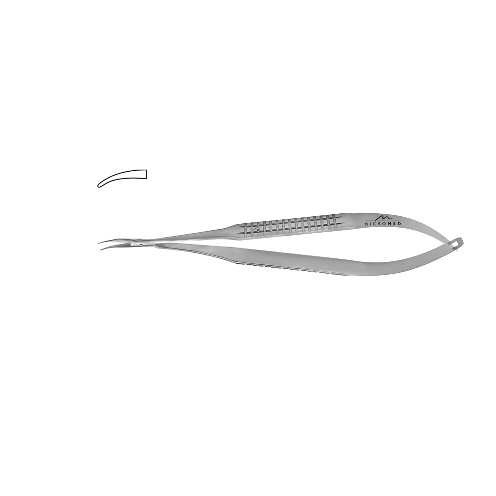 Needle Holder curved, lenght 150 mm jaw diamond coated, Flat Handle 10 mm tip 0,6 mm