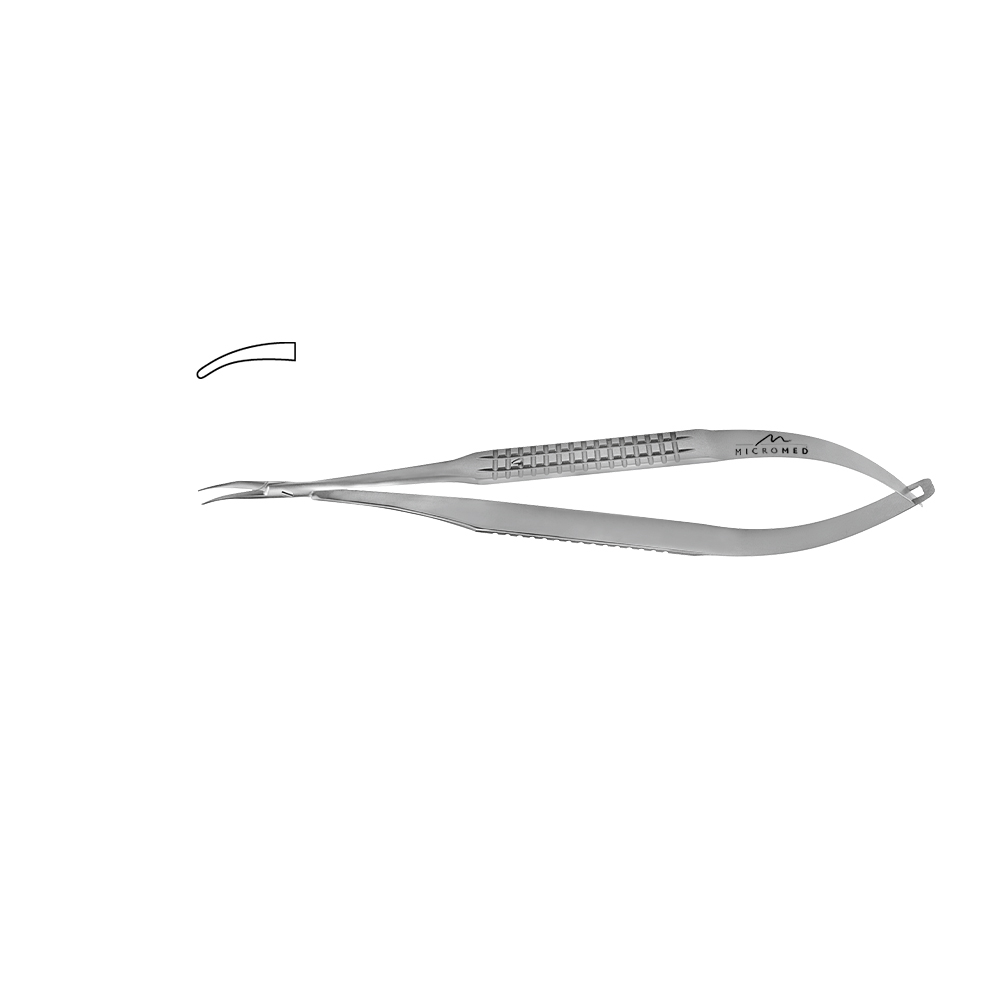 Needle Holder curved, lenght 150 mm jaw diamond coated, Flat Handle 10 mm tip 0,8 mm