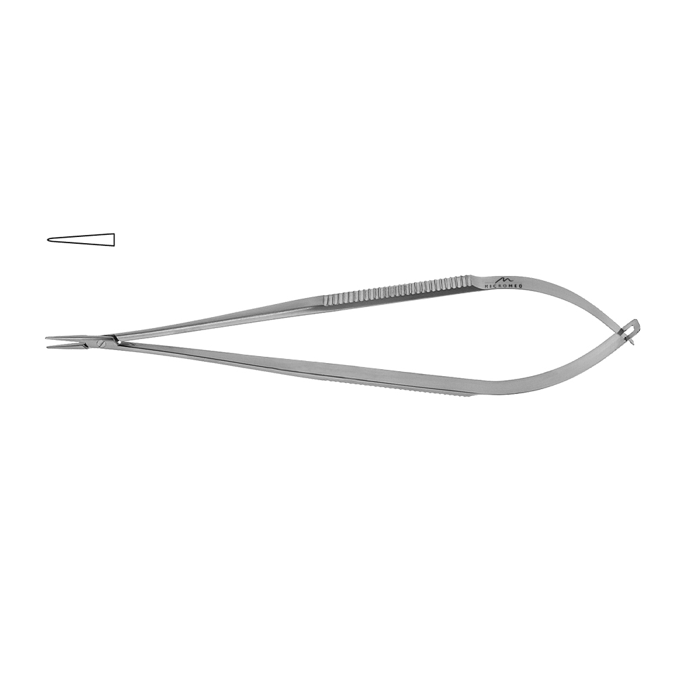 Needle Holder straight, lenght 210 mm tip 0,4 mm, jaw smooth, Flat Handle 