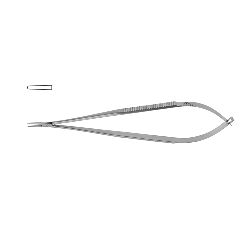 Needle Holder straight, lenght 180 mm tip 1,2 mm, jaw smooth, Flat Handle 