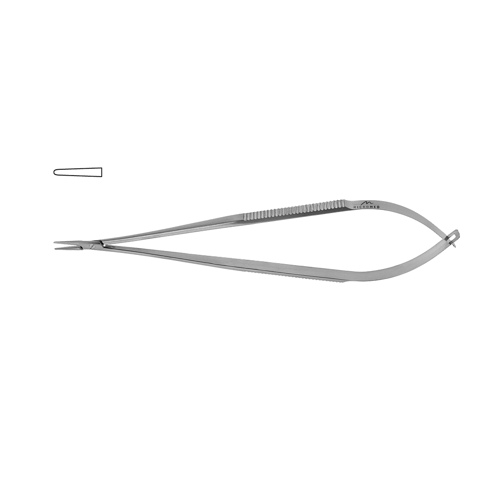 Needle Holder straight, lenght 180 mm tip 1,0 mm, jaw TC-inserts serrated, Flat Handle,