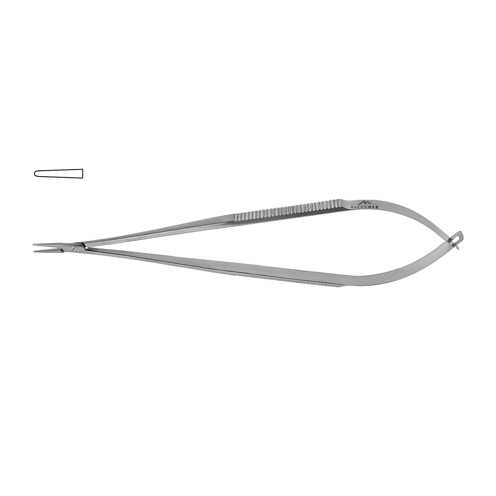 Needle Holder straight, lenght 210 mm tip 1,0 mm, jaw TC-inserts serrated, Flat Handle,