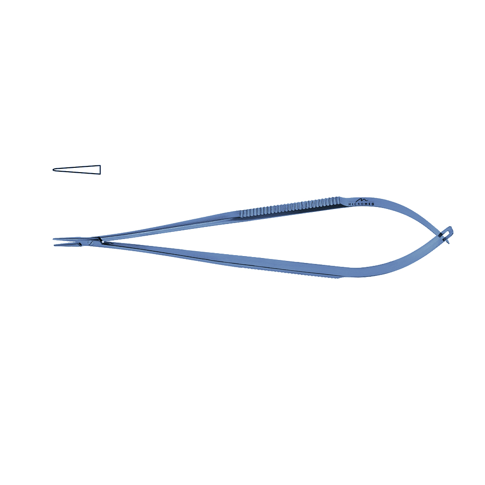 Titanium Micro Needle Holder, straight, tip 0,4 mm, jaw smooth, flat handle length 180 mm,