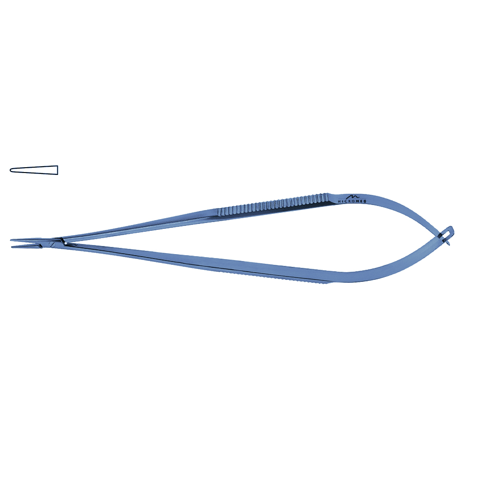 Titanium Micro Needle Holder, straight, tip 0,8 mm, jaw smooth, flat handle length 230 mm,