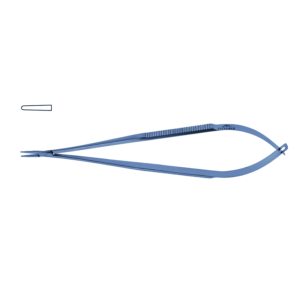 Titanium Micro Needle Holder, straight, tip 1,2 mm, jaw smooth, flat handle length 210 mm,