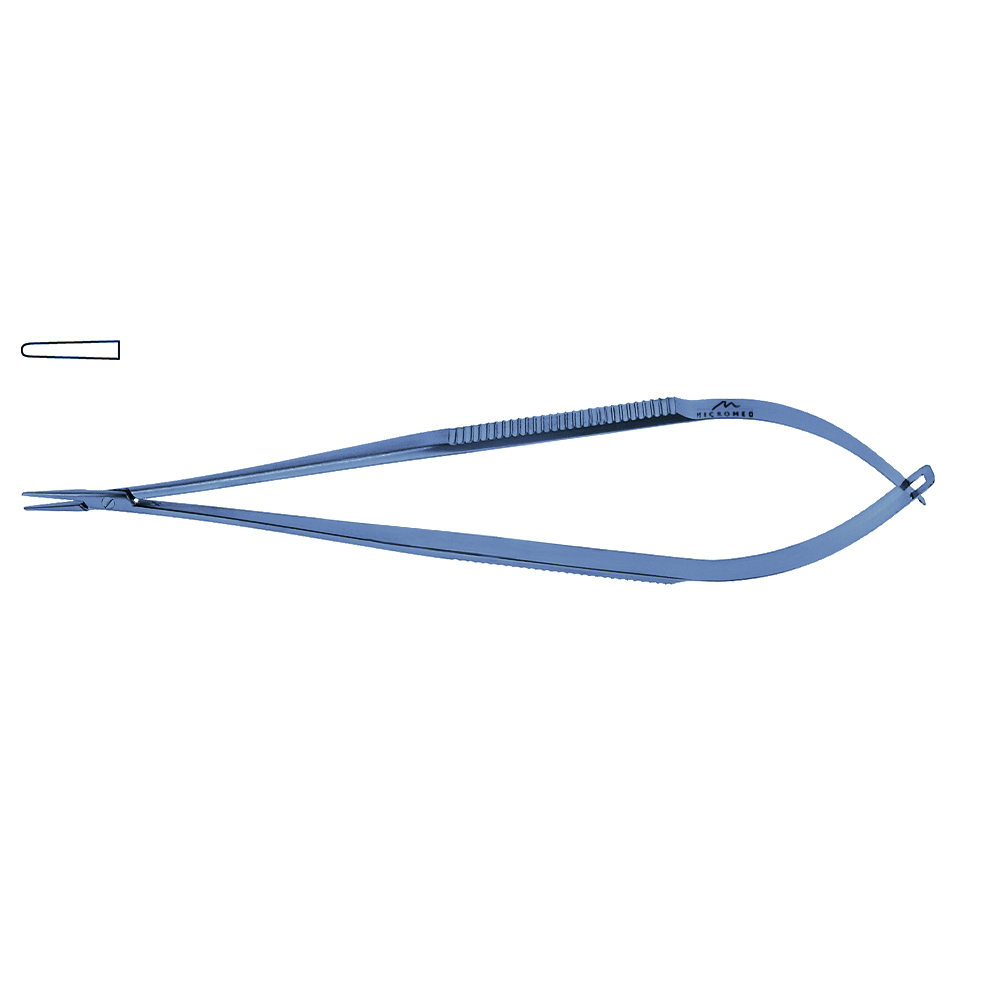 Titanium Micro Needle Holder, straight, tip 1,2 mm, jaw smooth, flat handle length 230 mm,