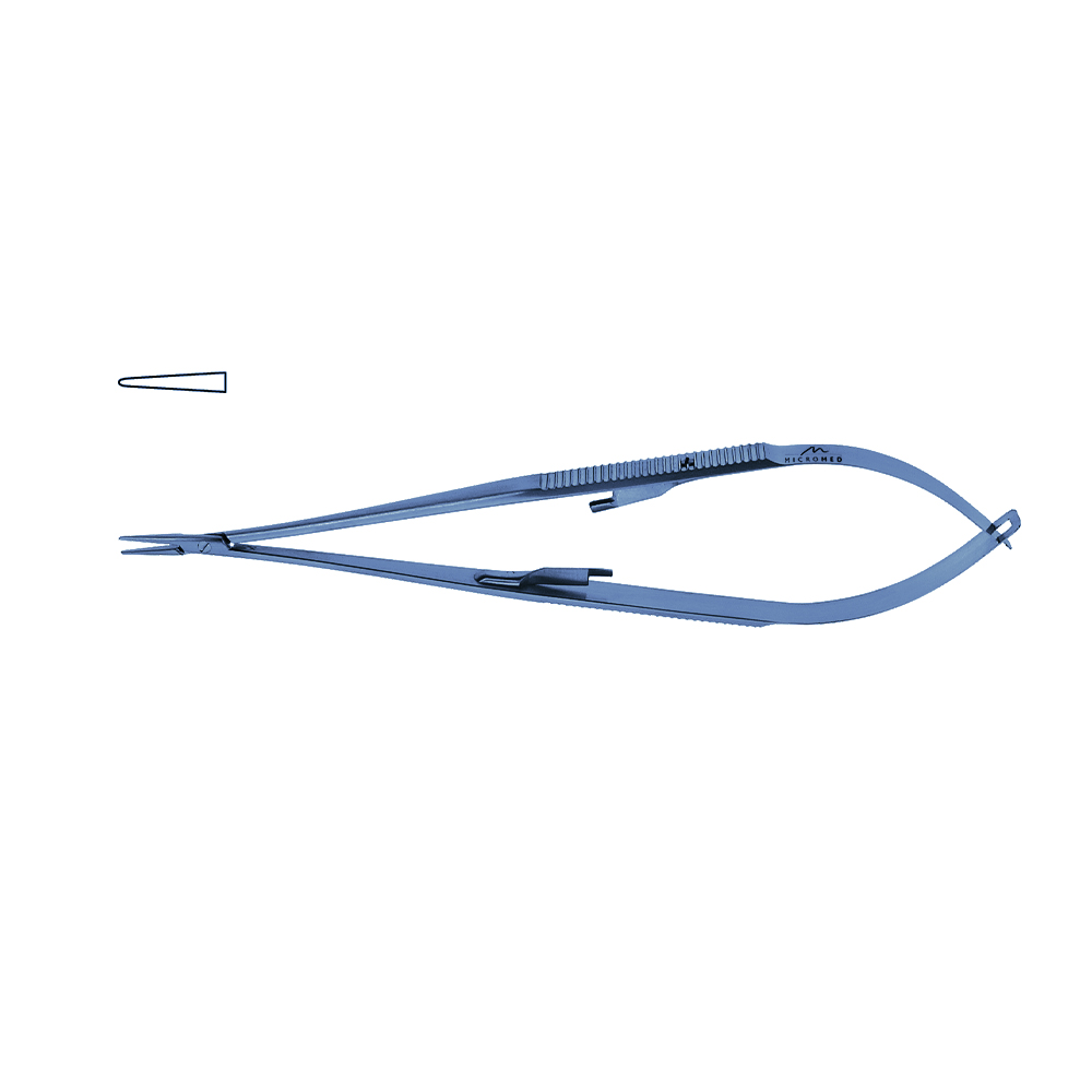 Titanium Micro Needle Holder, straight, tip 0,4 mm, jaw smooth, flat handle with lock, length 180 mm,