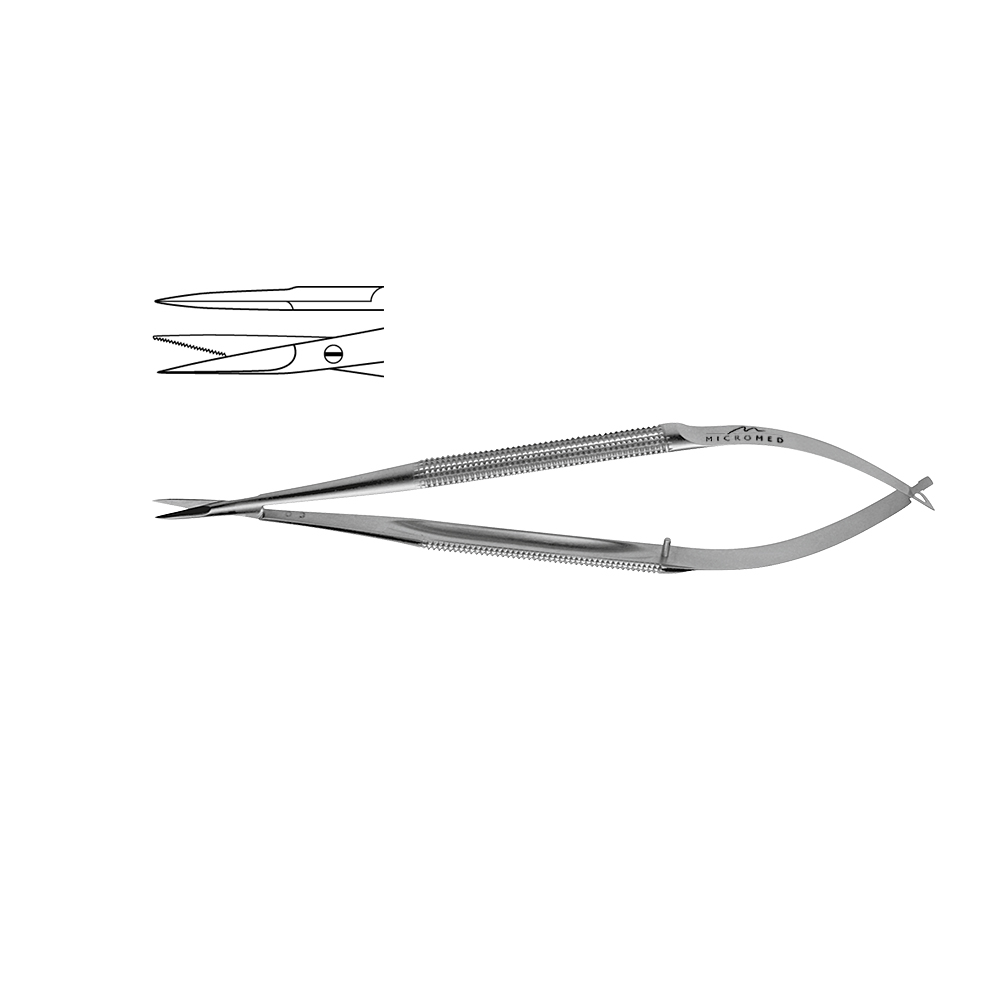 Scissors straight,longer blade,serrated, scissors blade 13 mm,Round Handle Ø 8 mm length 150 mm