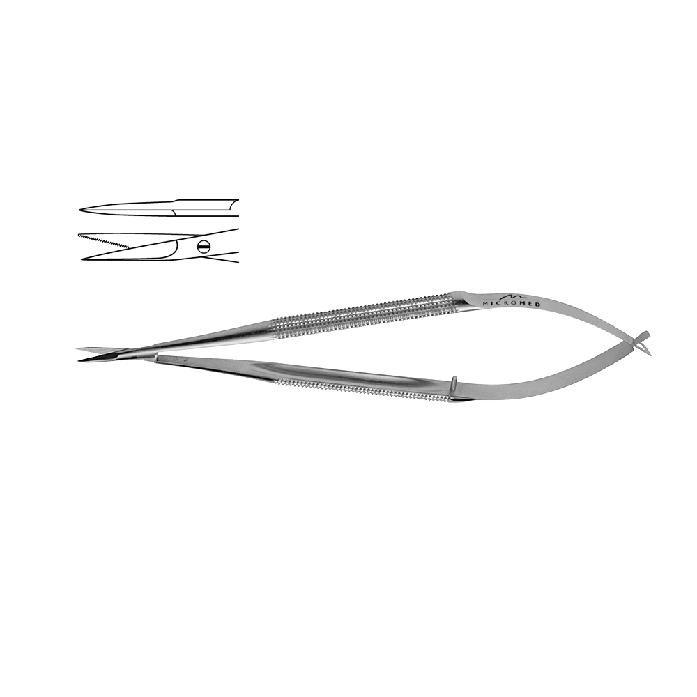 Scissors straight,longer blade,serrated, scissors blade 13 mm,Round Handle Ø 8 mm length 180 mm