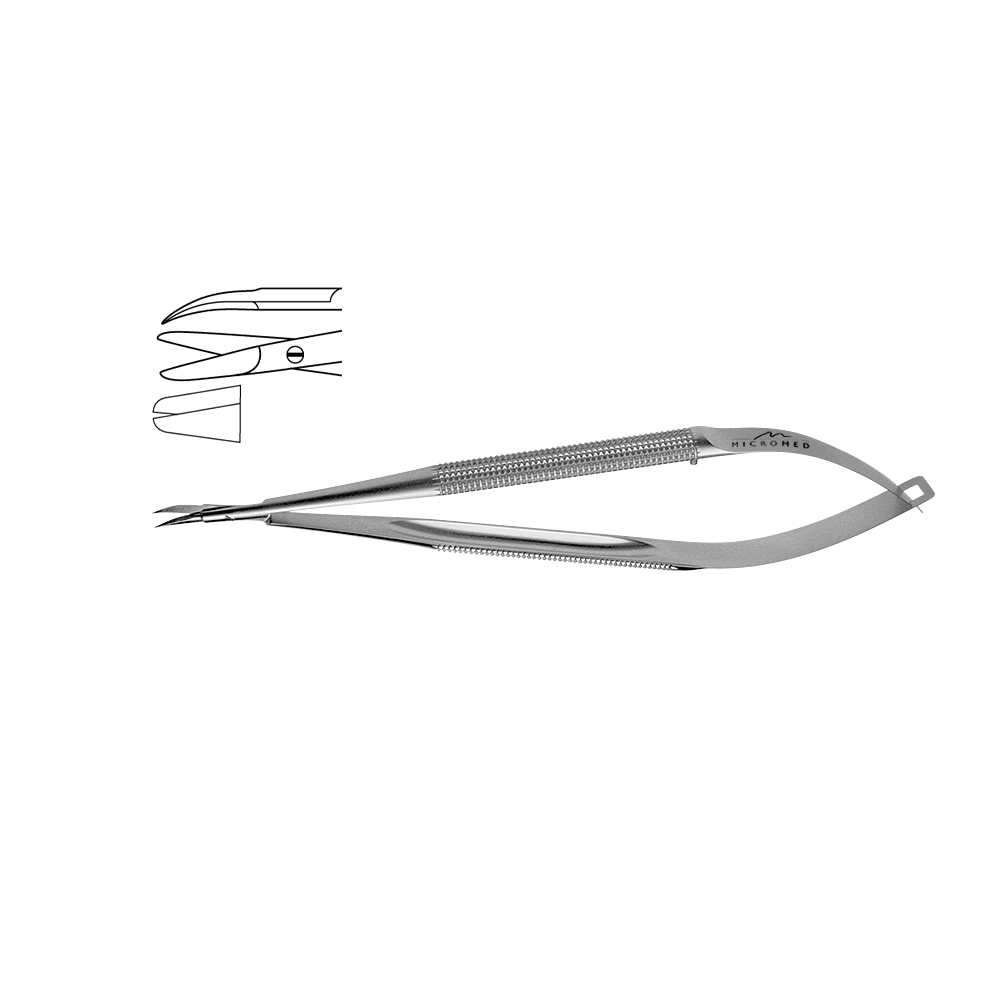 Dissecting scissors, curved, length 150 mm, scissors blade 10 mm, Round Handle Ø 8 mm