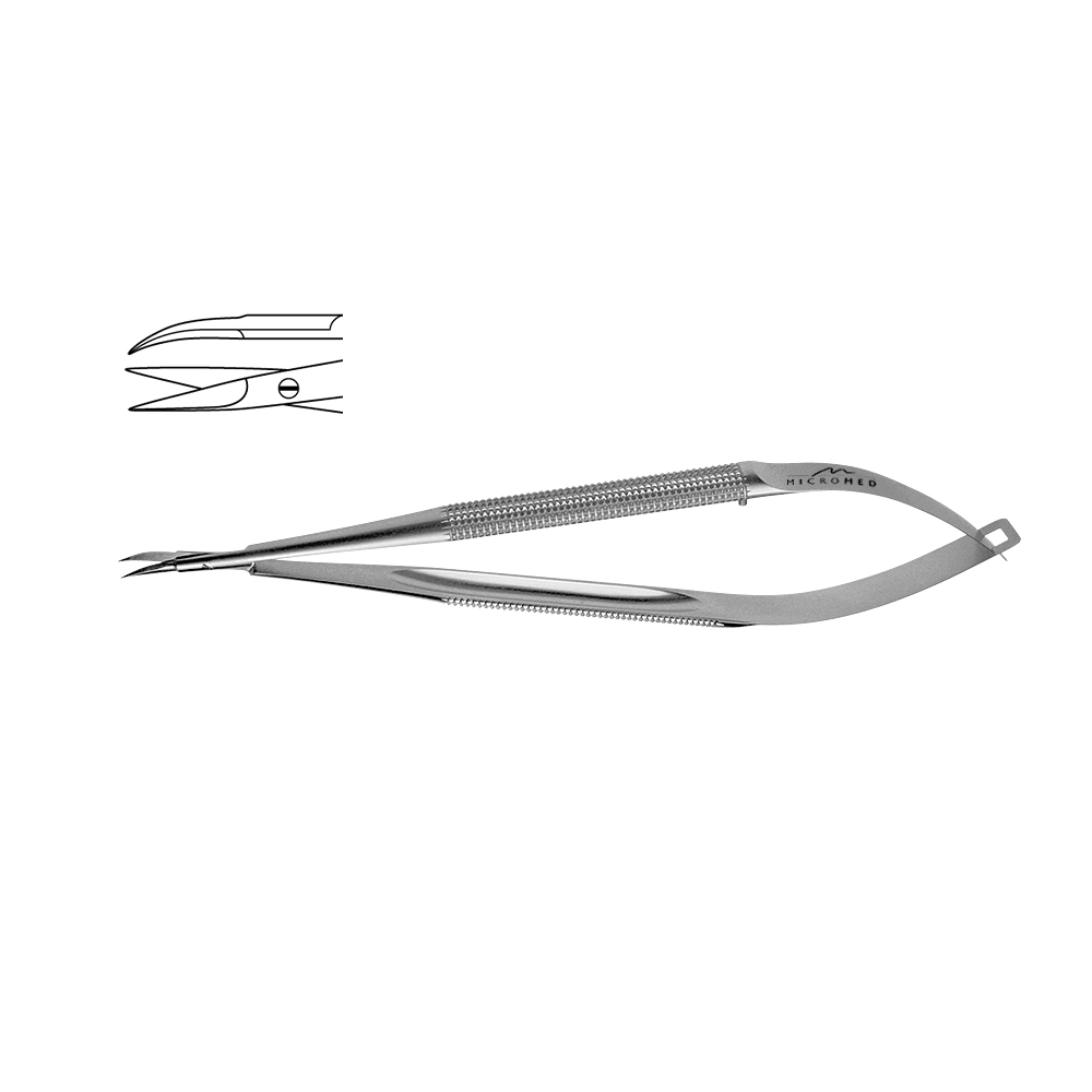 Scissors curved, length 180 mm scissors blade 14 mm, round Handle Ø 8 mm